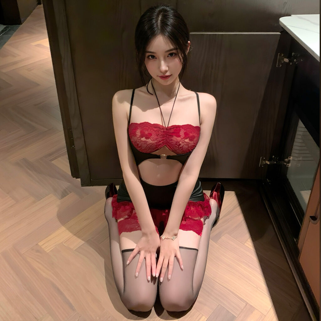 セクシー 赤黒配色 レース